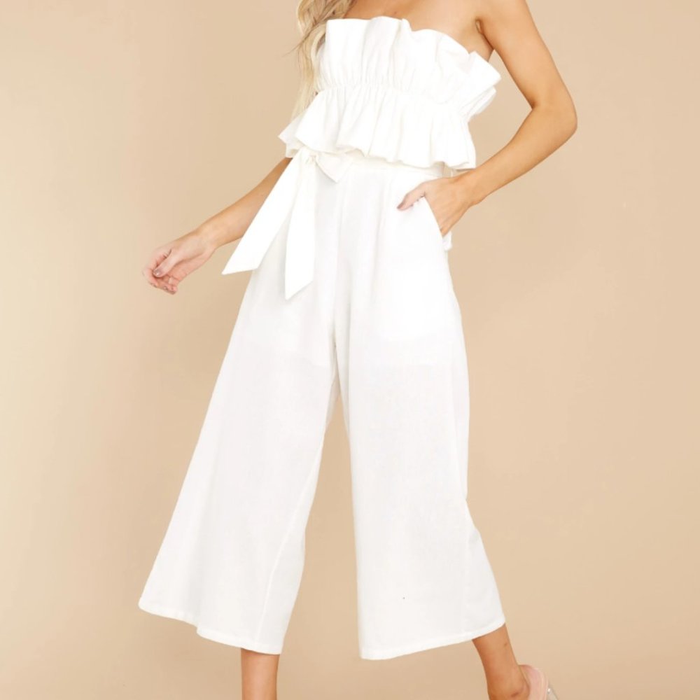 White Strapless Jumpsuit